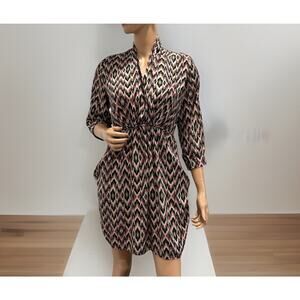 Retro Bubble Dress collective concepts Flame Stitch Pattern Small Pockets Belt